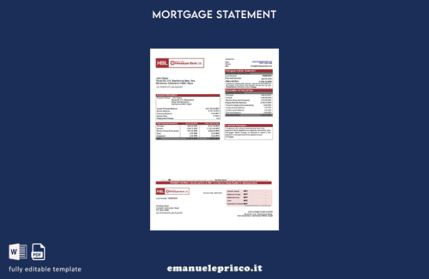 stile verificato Modello di estratto conto mutuo della Nepal Himalayan Bank Mode